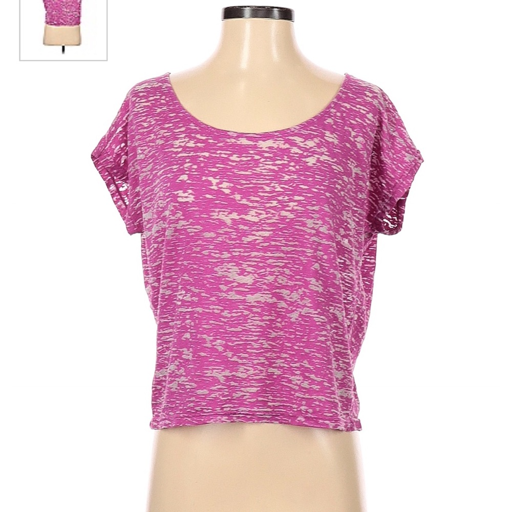 Ideology oversized pink burn out crop top